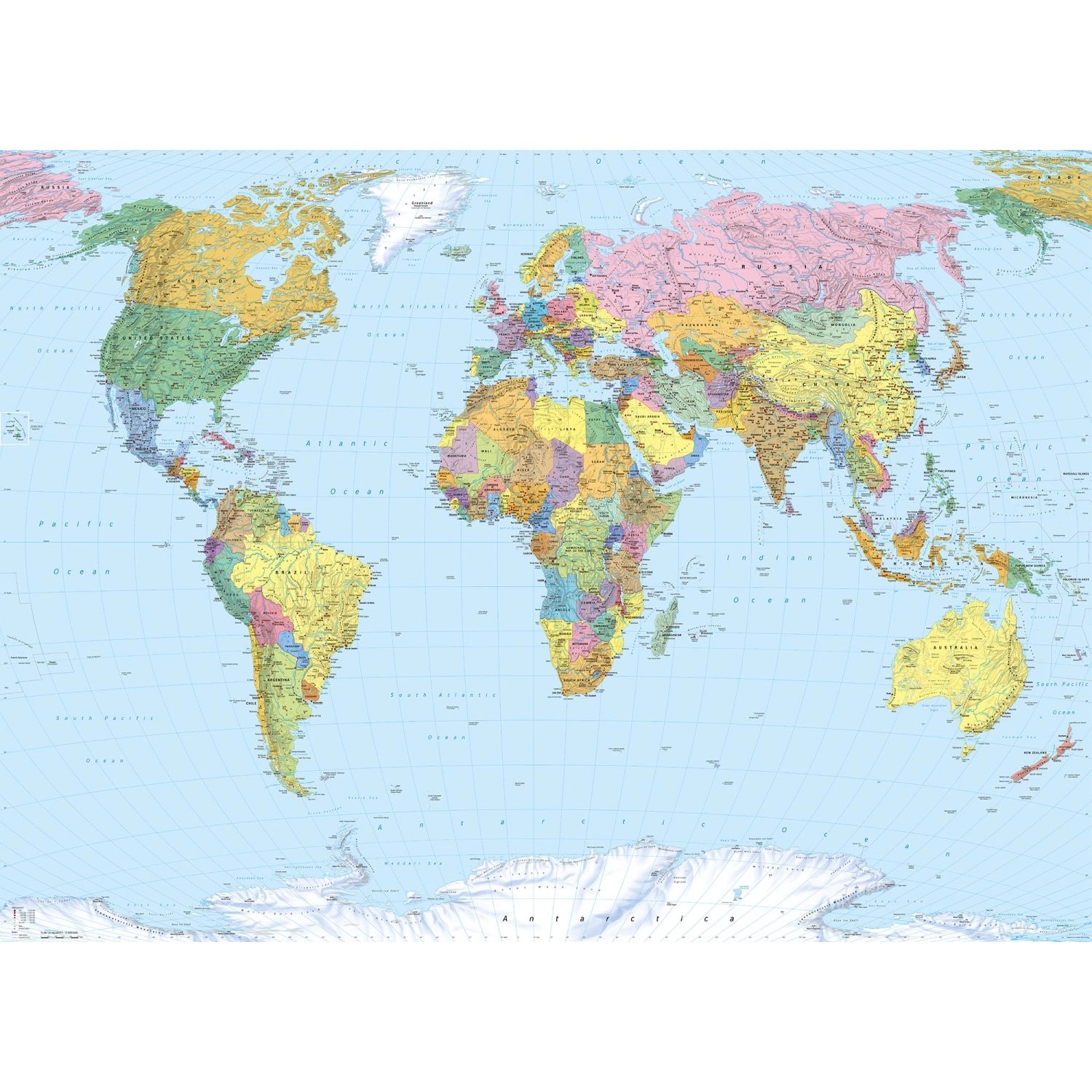 Komar Fototapete World Map Multicolor 270 x 188 cm 611059 günstig online kaufen