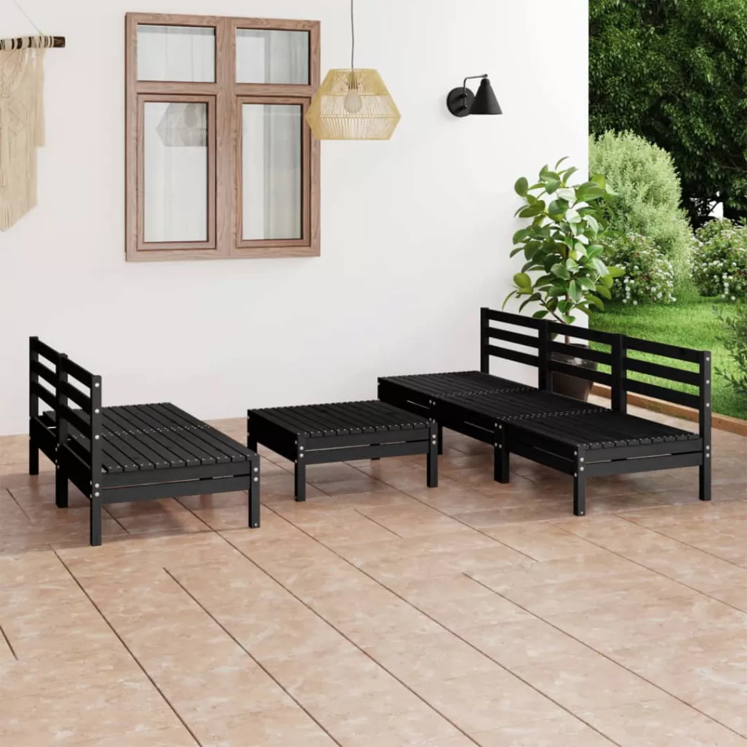 6-tlg. Garten-lounge-set Schwarz Massivholz Kiefer günstig online kaufen