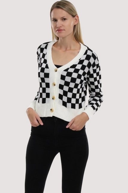 malito more than fashion Cardigan 3155 knöpfbare kurze Strickjacke im Karod günstig online kaufen