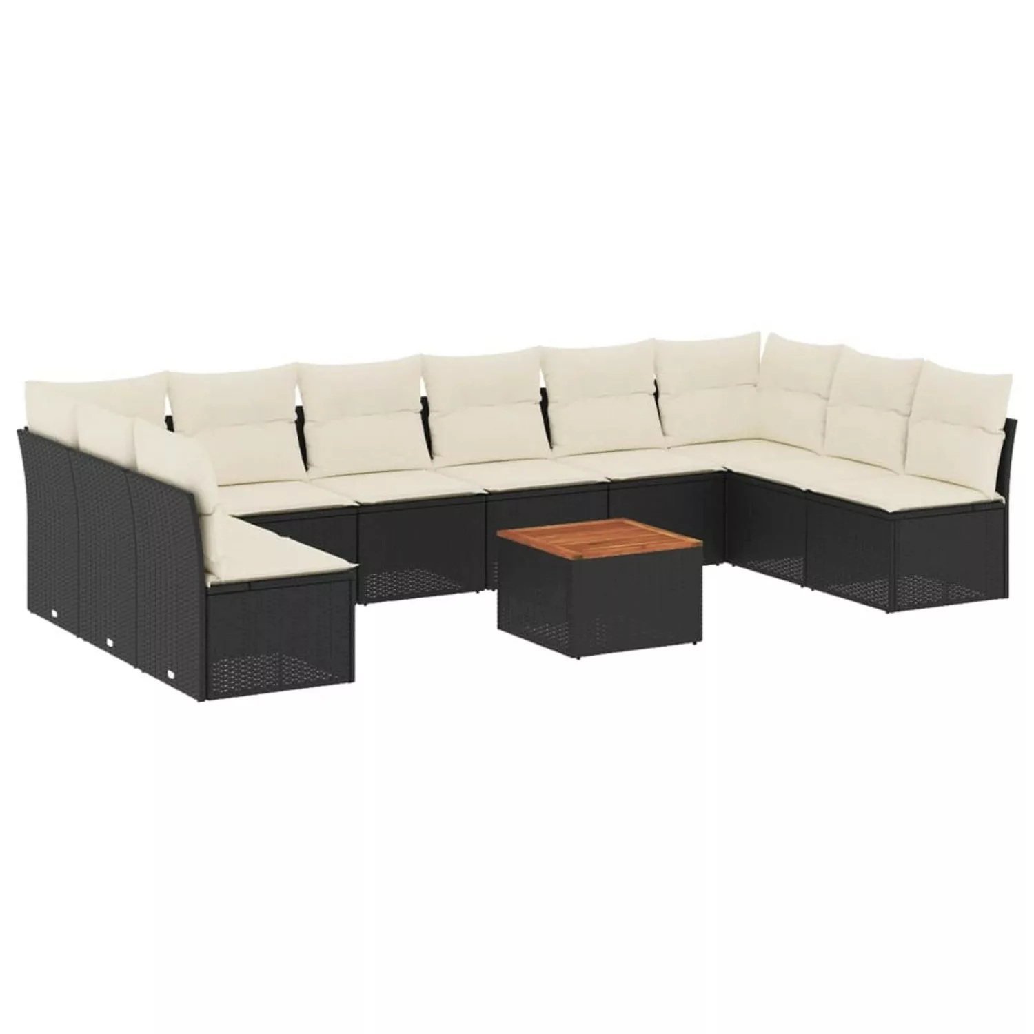 vidaXL 11-tlg Garten-Sofagarnitur mit Kissen Schwarz Poly Rattan Modell 46 günstig online kaufen