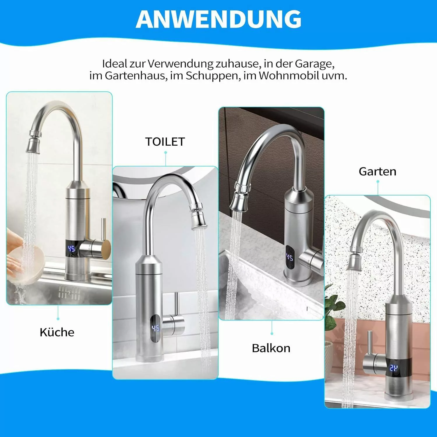 Vivitar Durchlauferhitzer 230V Küchenarmatur Edelstahl mit günstig online kaufen