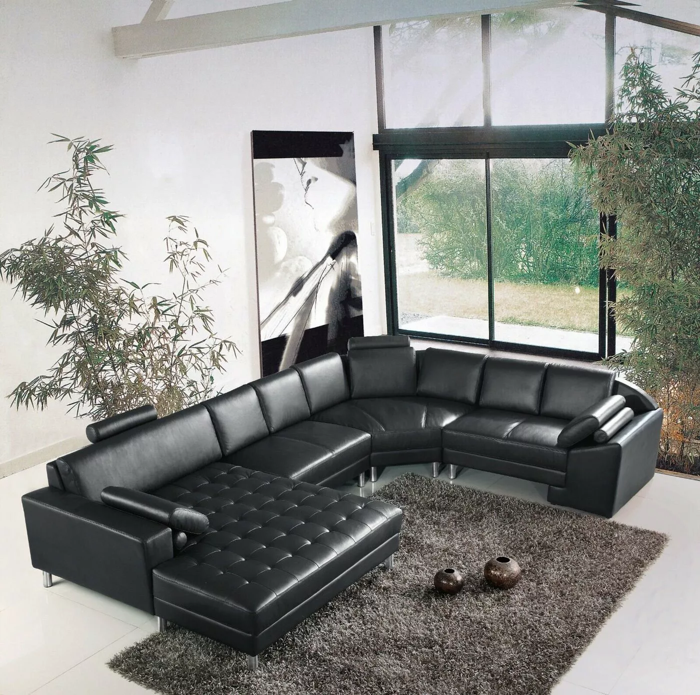 JVmoebel Ecksofa Schwarz Ecksofa U-Form Luxus Stil Modern Wohnzimmer Sofa S günstig online kaufen