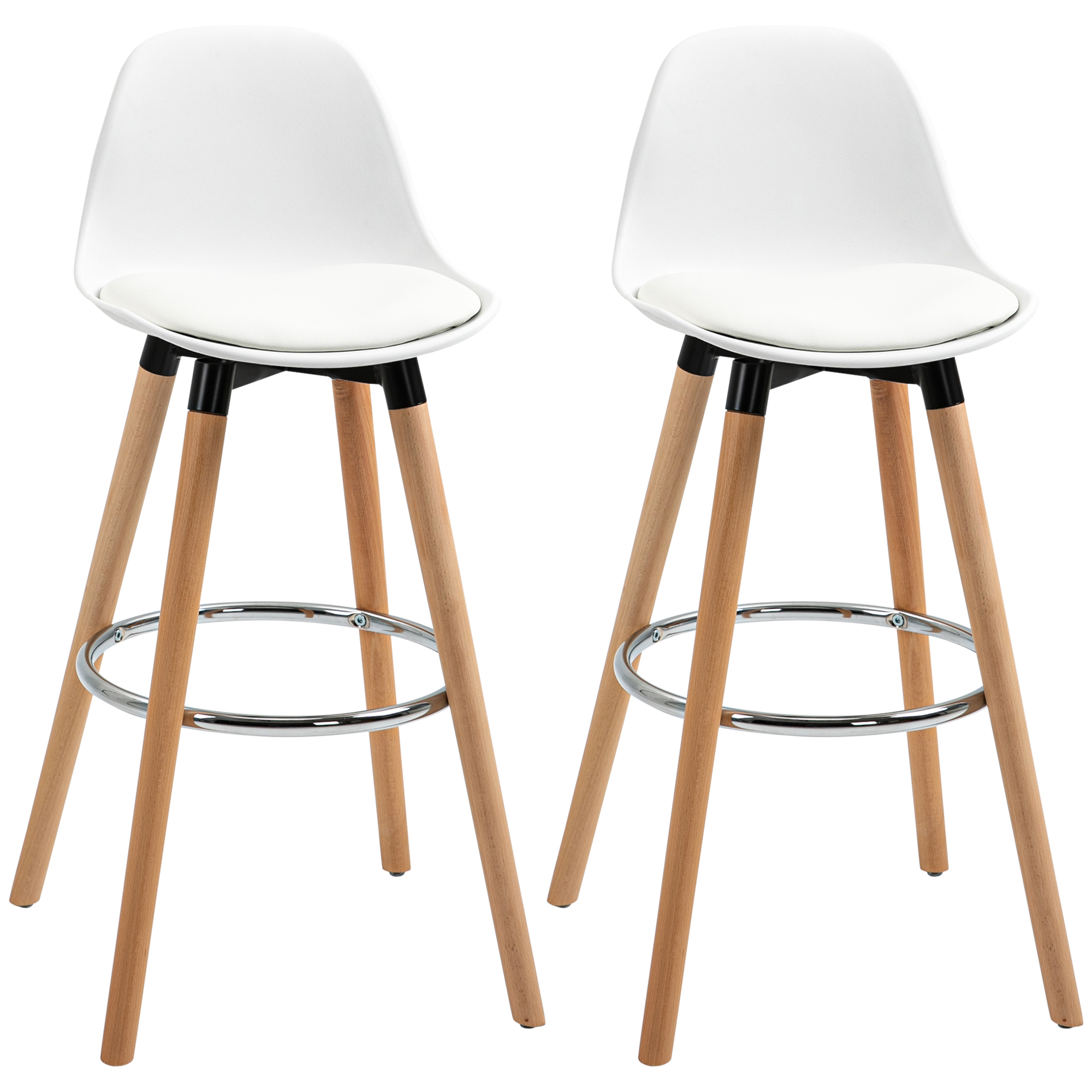 HOMCOM 2er-Set Barhocker Küchenhocker Barstuhl mit Fußstützen Kunstleder We günstig online kaufen