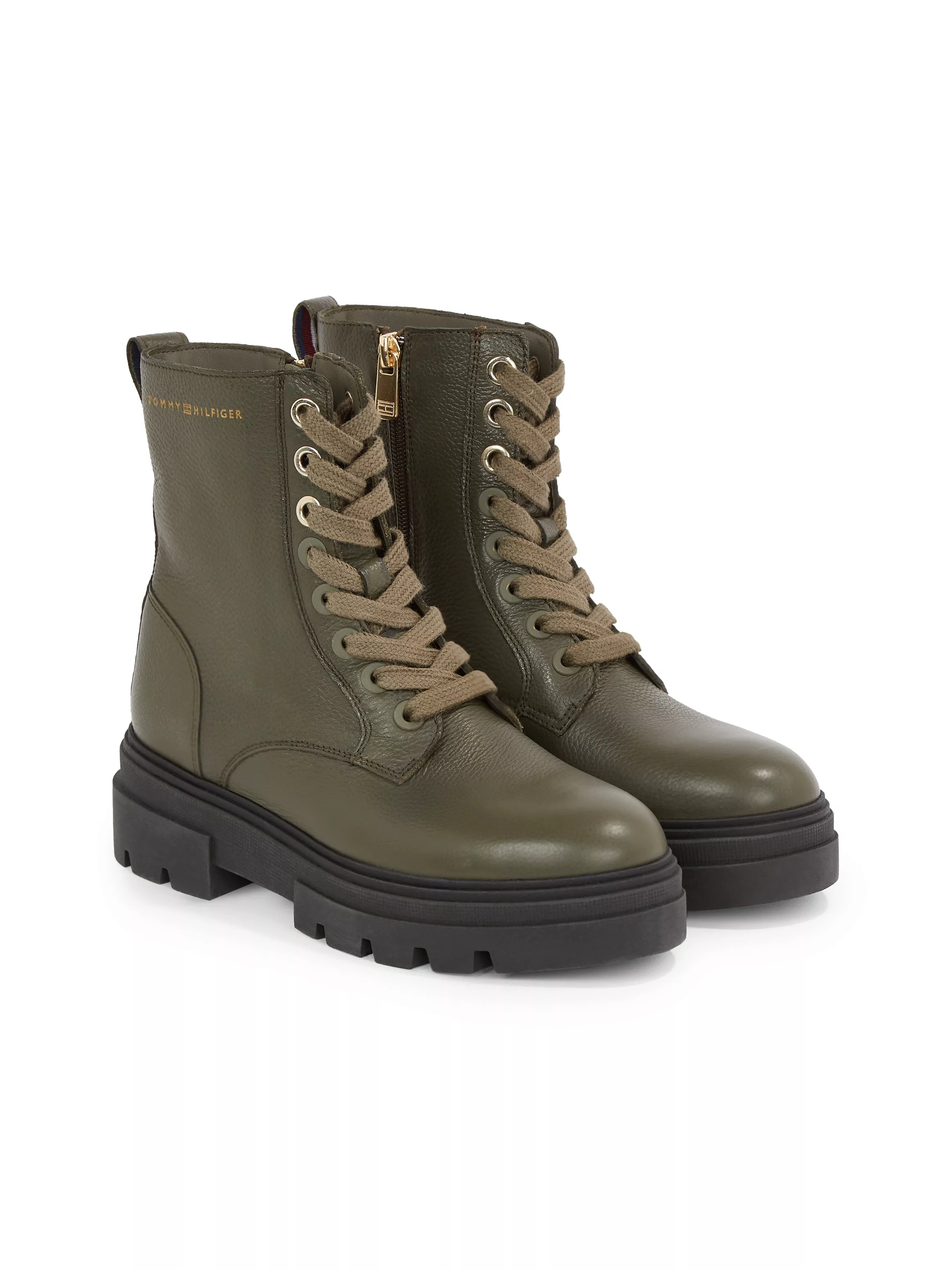 Tommy Hilfiger Schnürboots "BICOLOR LEATHER LACE-UP", Plateau, Schnürstiefe günstig online kaufen