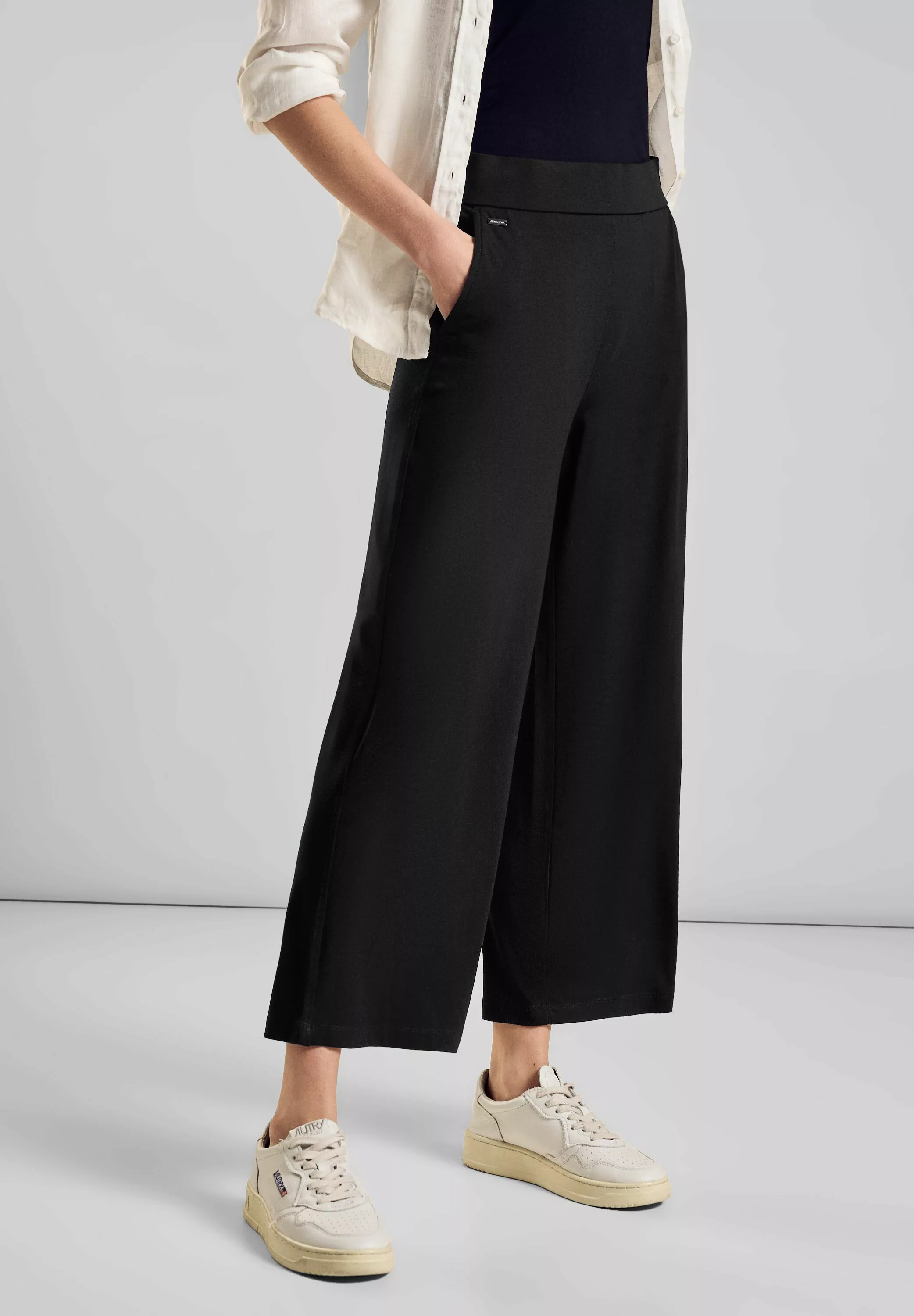 STREET ONE Culotte - lockere Damenhose leicht verkürzt - Loose Fit Stoffhos günstig online kaufen