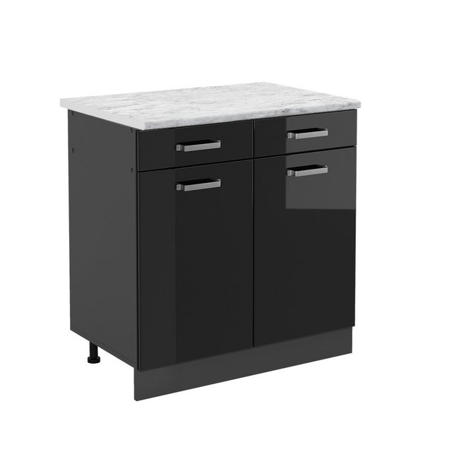 Vicco Unterschrank R-Line, Schwarz Hochglanz/Anthrazit, 80 cm AP Marmor günstig online kaufen