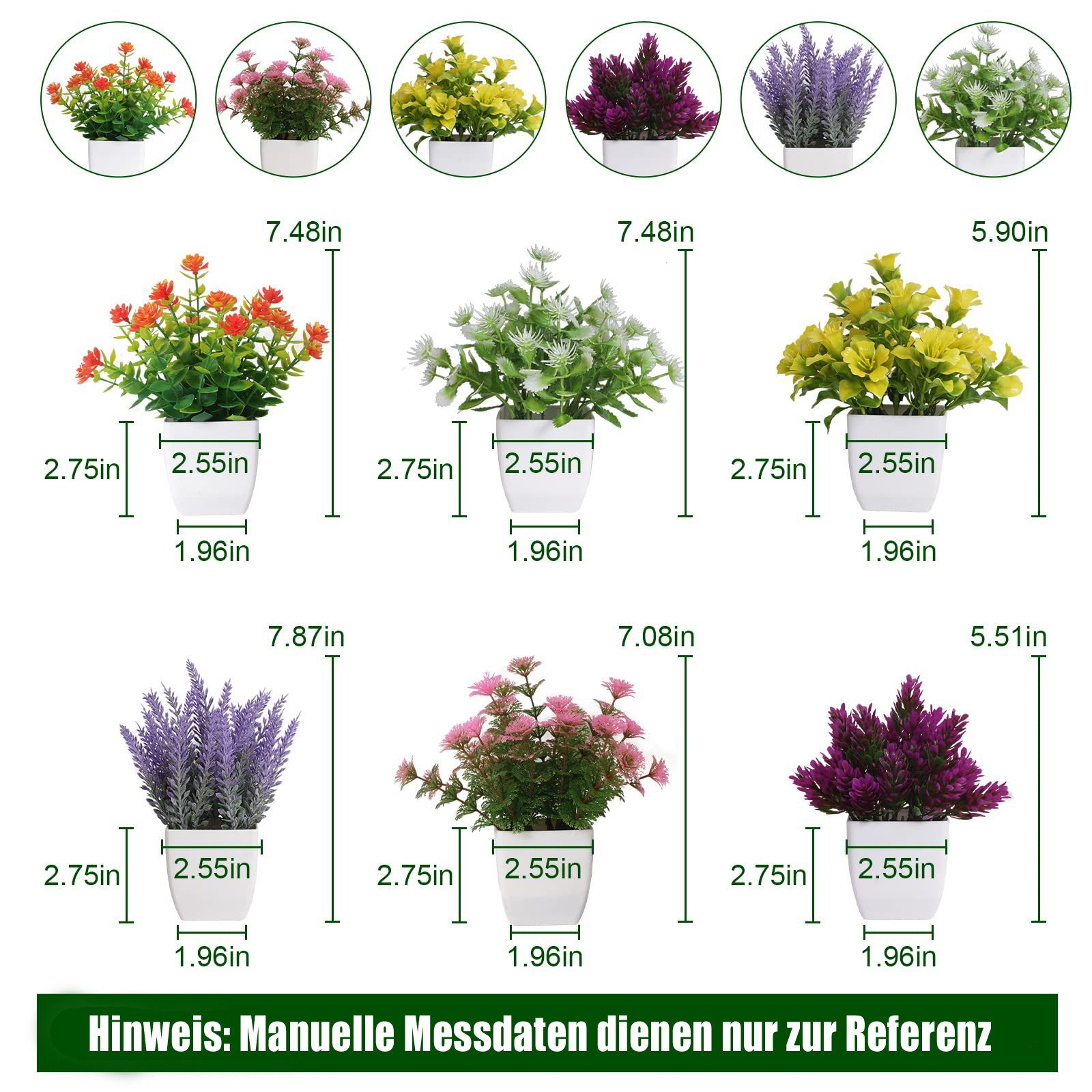 Künstliche Zimmerpflanze 6-teiliges Set künstlicher Blumentöpfe, günstig online kaufen