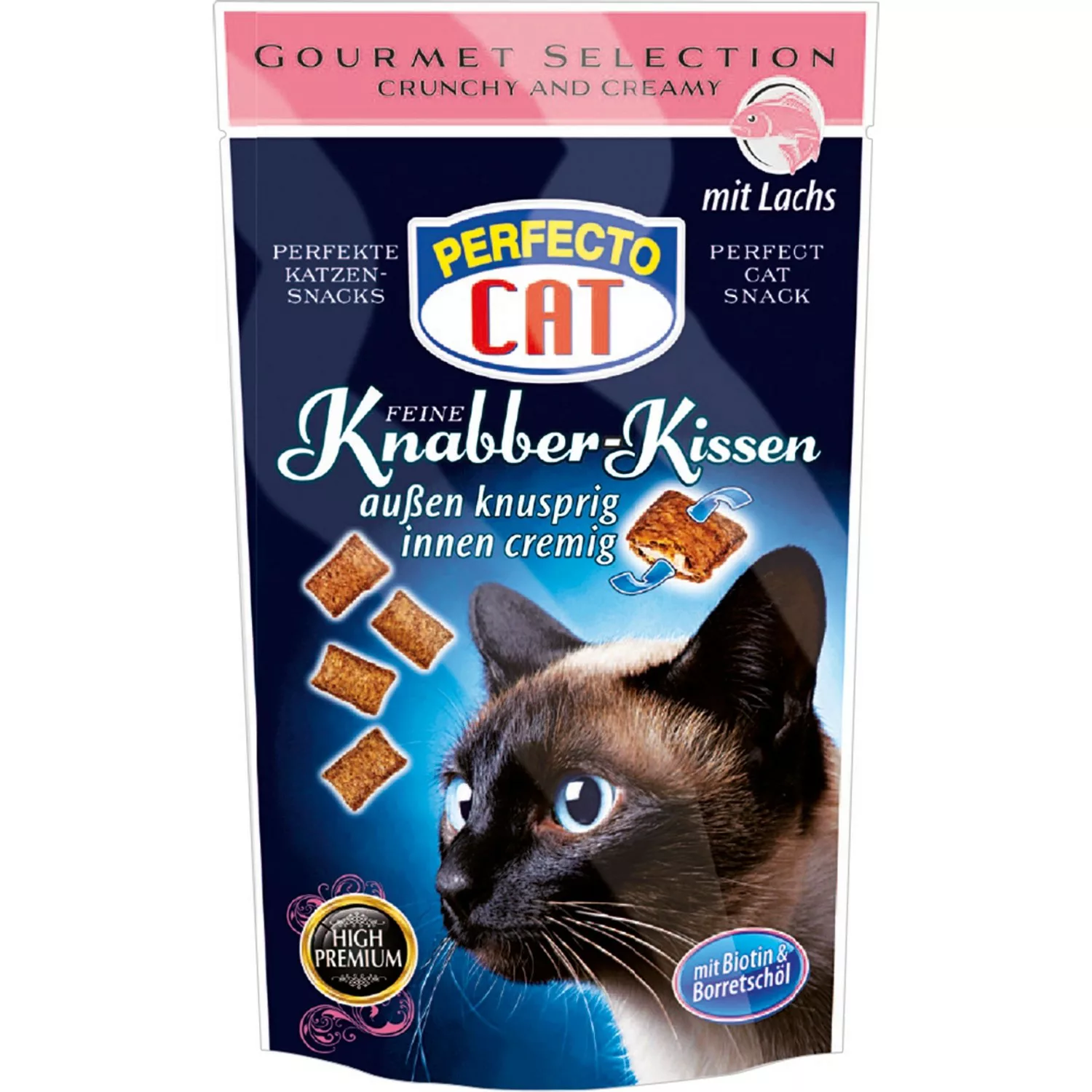 Perfecto Cat Katzen-Snack Knabber Kissen Lachs 50 g günstig online kaufen