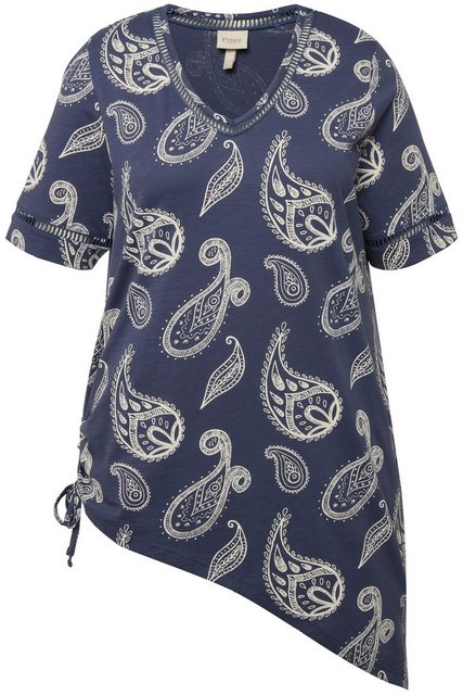 Ulla Popken Longshirt Longshirt Paisley V-Ausschnitt Halbarm günstig online kaufen