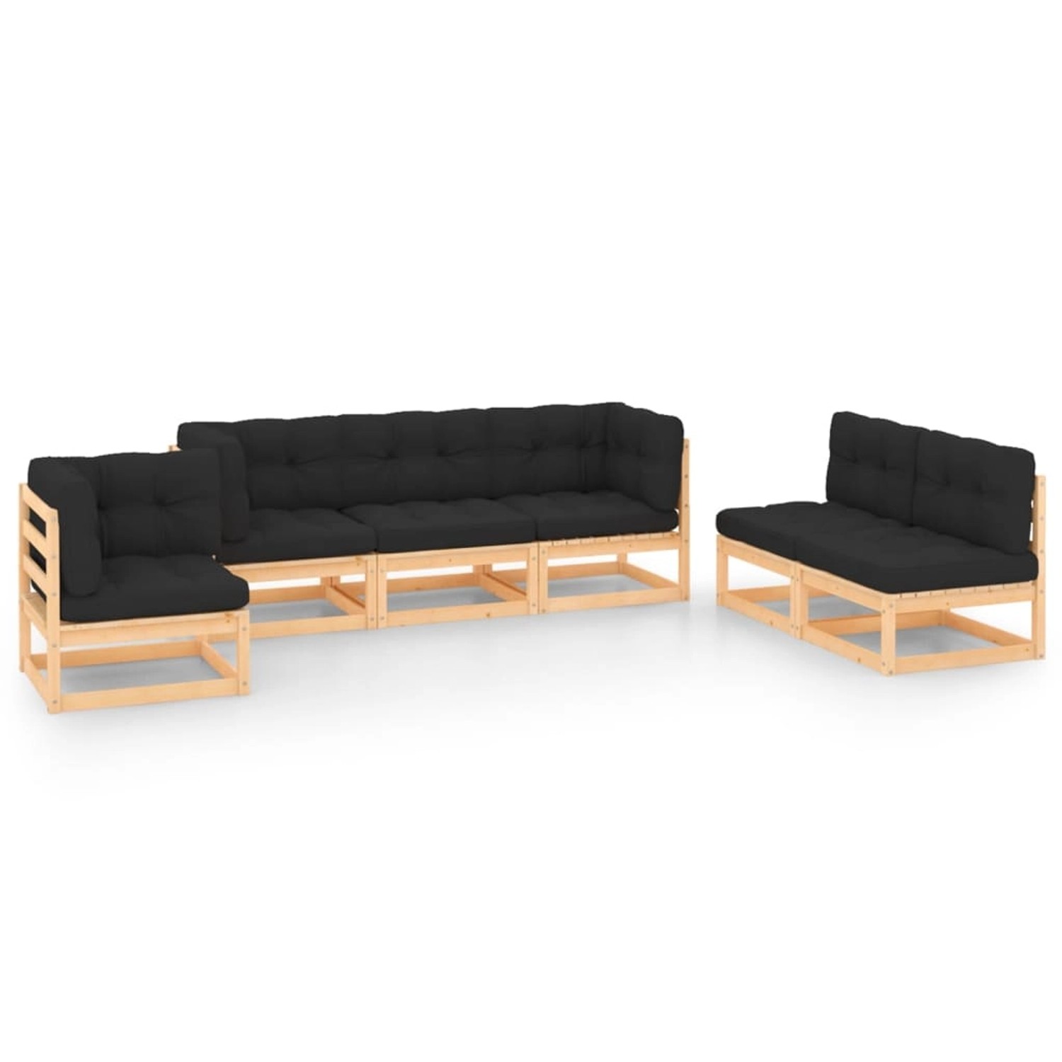 6-tlg. Garten-lounge-set Mit Kissen Massivholz Kiefer günstig online kaufen