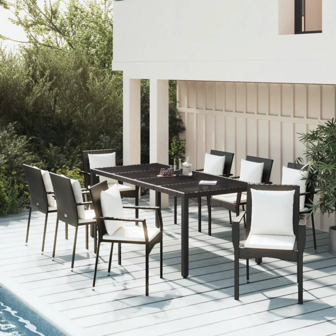 Vidaxl 9-tlg. Garten-essgruppe Mit Kissen Schwarz Poly Rattan günstig online kaufen