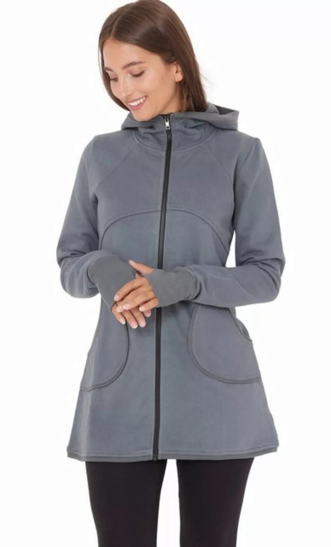 PUREWONDER Langjacke Einfarbige Kapuzenjacke jk3 mit Daumenlöchern günstig online kaufen