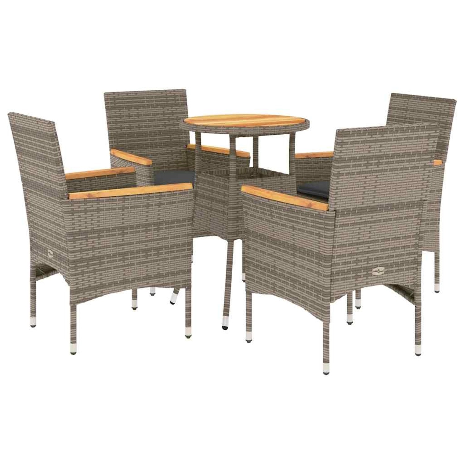 vidaXL 5-Tlg Garten-Essgruppe mit Kissen Grau Poly Rattan Akazie 3278720 günstig online kaufen