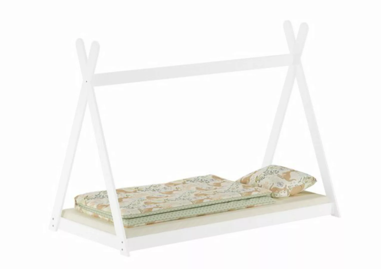 ERST-HOLZ Bett Holzbett Tipi-Kinderbett Einzelbett 90 x 200 Kiefer Waschwei günstig online kaufen