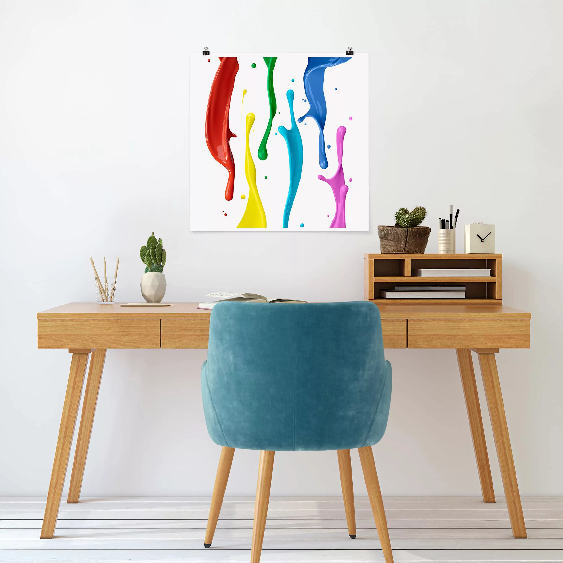 Poster Kinderzimmer - Quadrat Farbspritzer günstig online kaufen