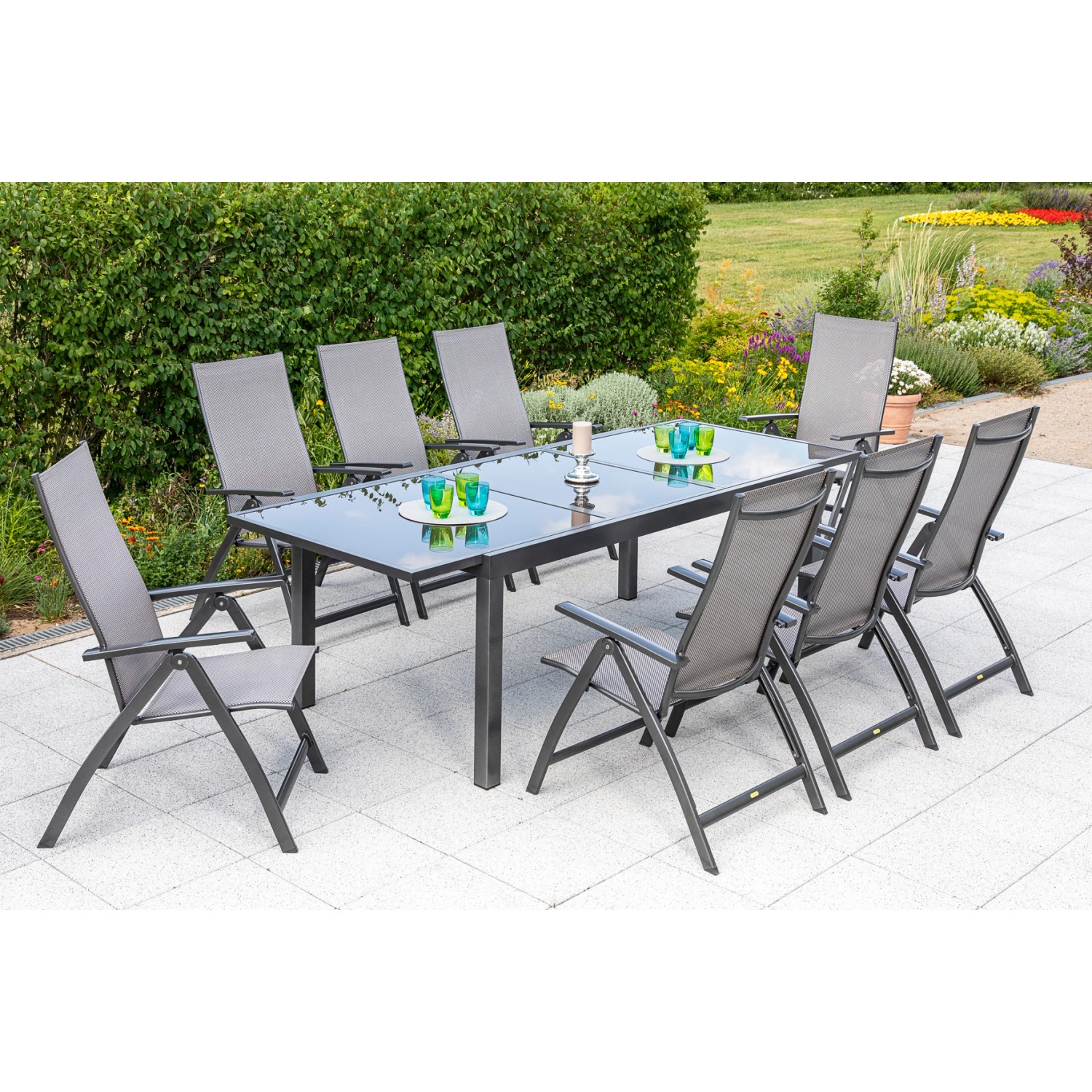 Merxx Vicenza Set 9-tlg. 8 Klappsessel Gartentisch Ausziehbar 180 (240) x 1 günstig online kaufen