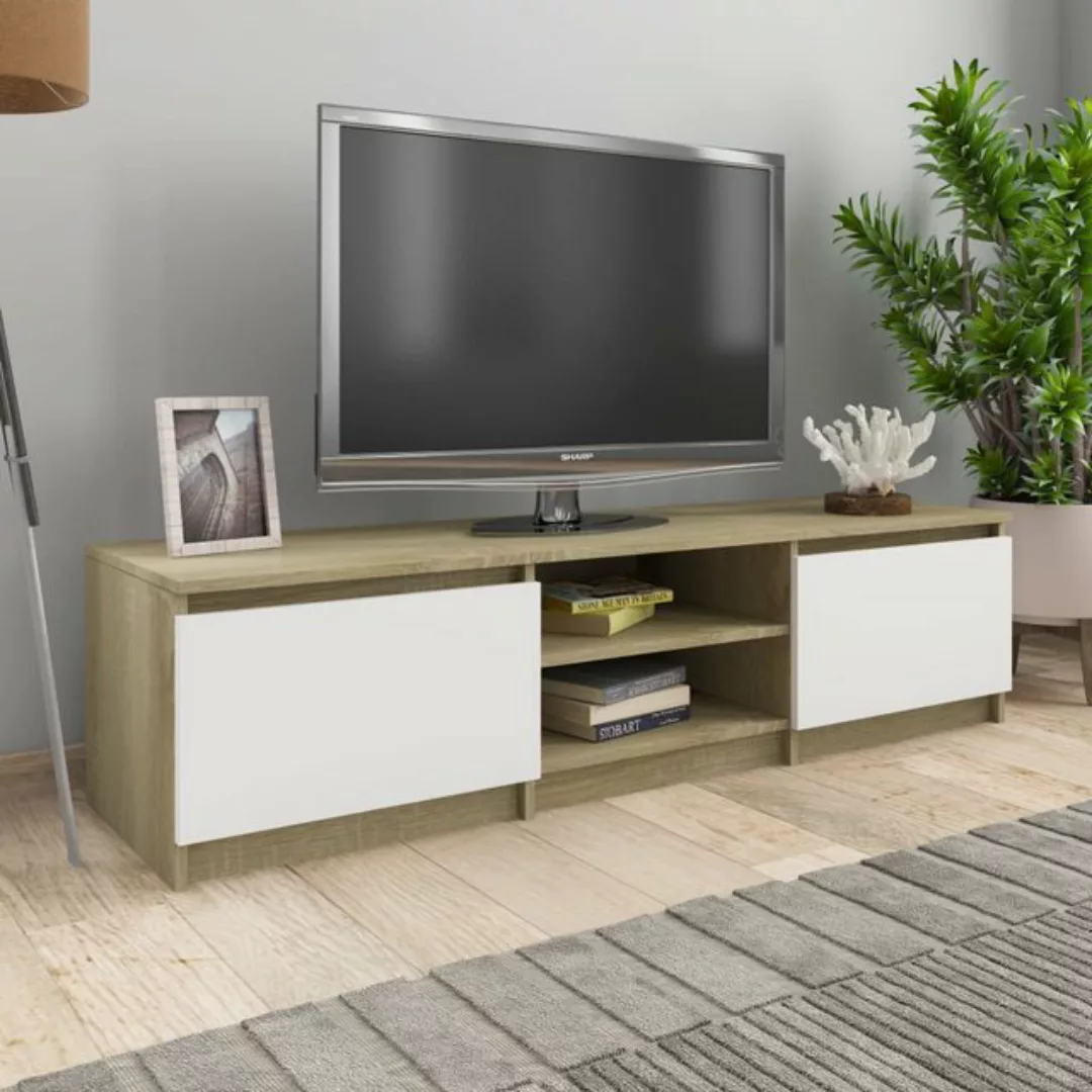 vidaXL TV-Schrank TV-Schrank Weiß und Sonoma-Eiche 1404035,5 cm Spanplatte günstig online kaufen