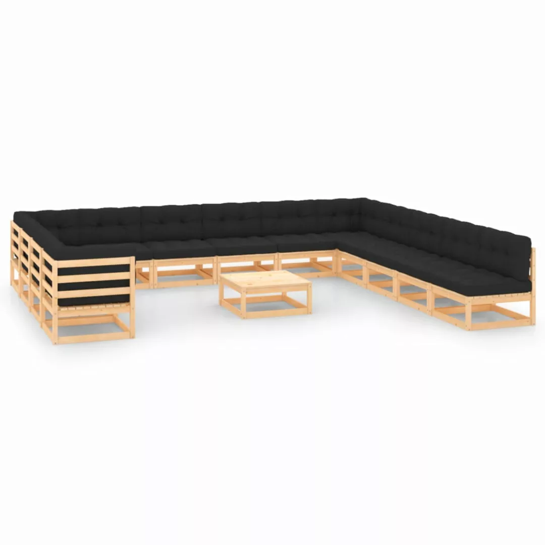 Vidaxl 14-tlg. Garten-lounge-set Anthrazit-kissen Massivholz Kiefer günstig online kaufen