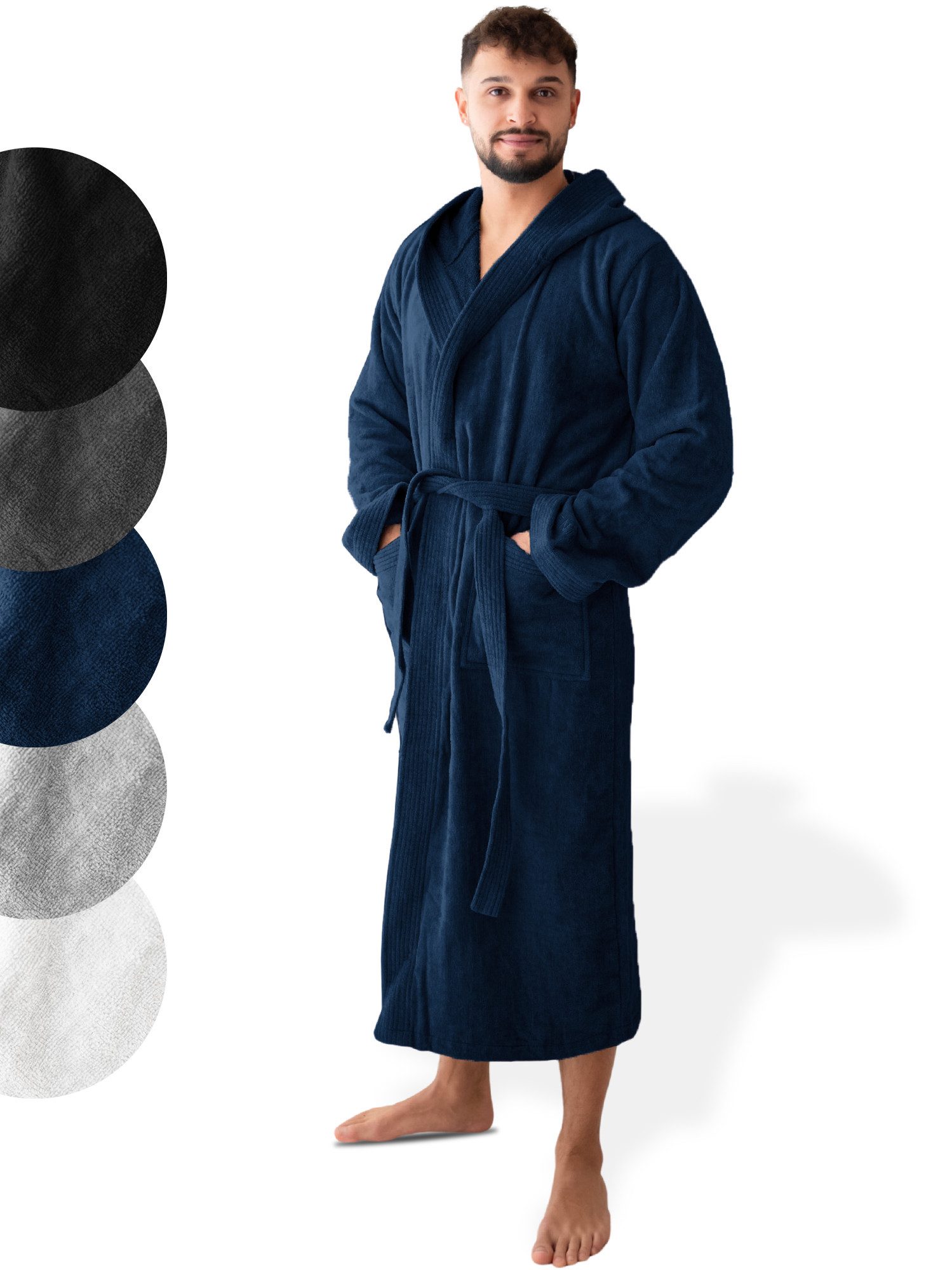 SIEGENTHAL Herrenbademantel Herren Bademantel Kapuze Wadenlang günstig online kaufen