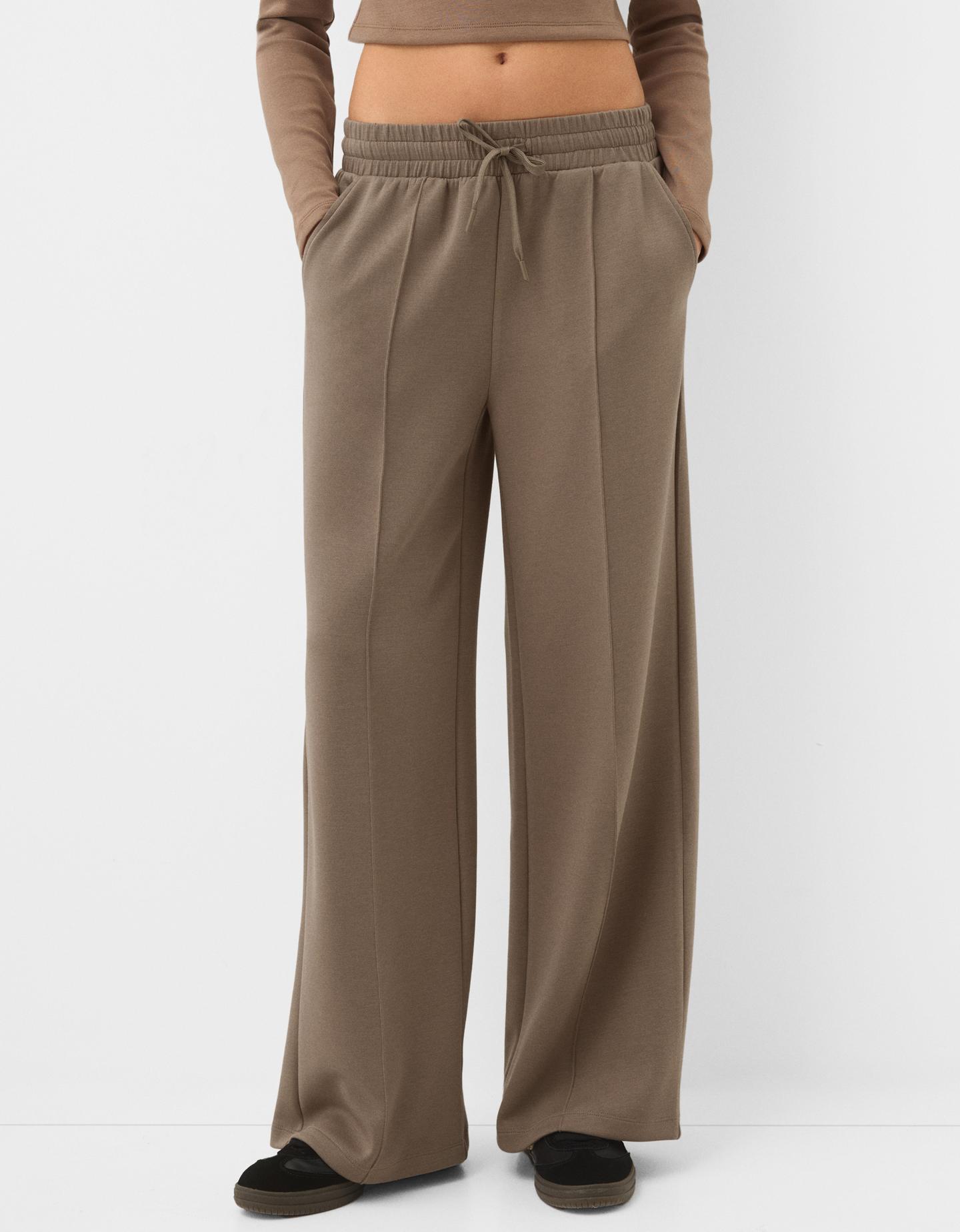 Bershka Soft-Wide-Leg-Hose Damen S Nerzfarbe günstig online kaufen