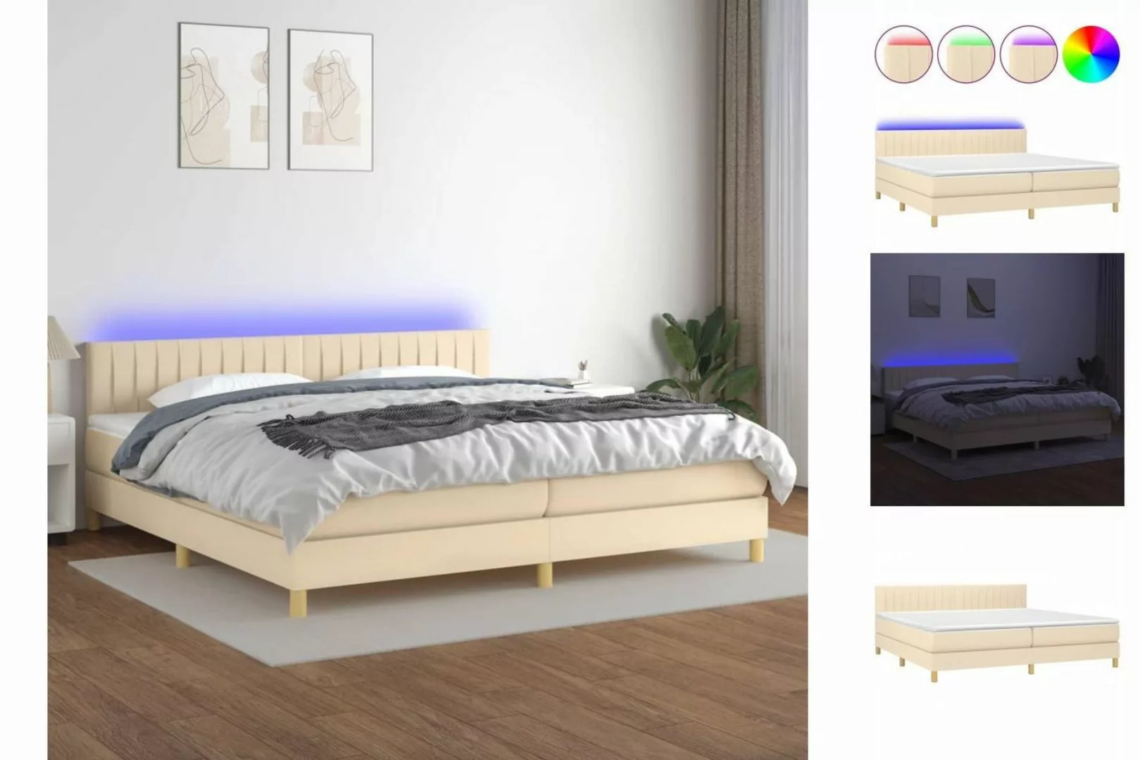 vidaXL Boxspringbett Bett Boxspringbett komplett mit Matratze & LED Stoff ( günstig online kaufen