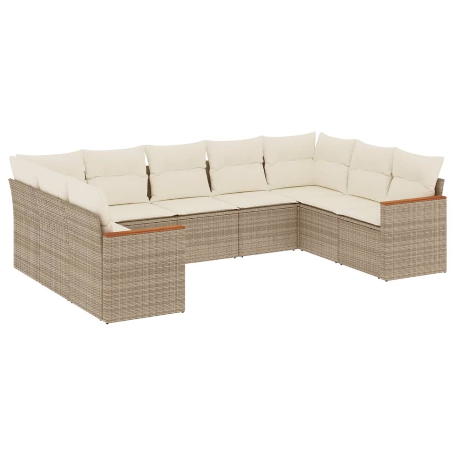 vidaXL 9-Tlg Garten-Sofagarnitur mit Kissen Beige Poly Rattan 3226275 günstig online kaufen