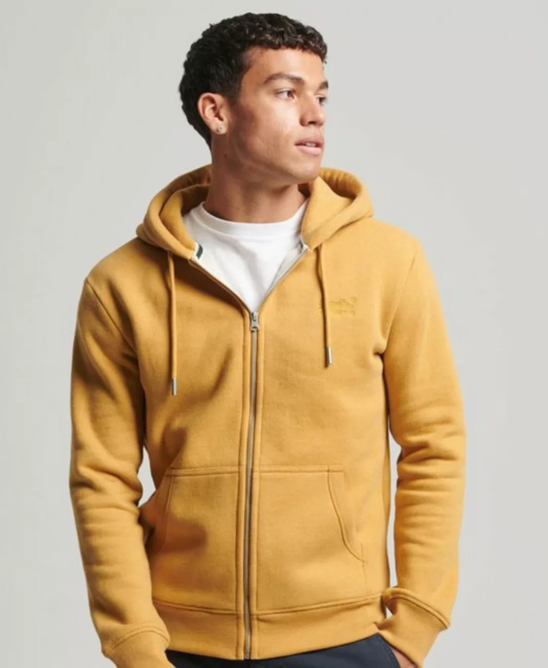 Superdry Sweatjacke ESSENTIAL LOGO ZIP HOODIE Mustard Yellow Marl günstig online kaufen