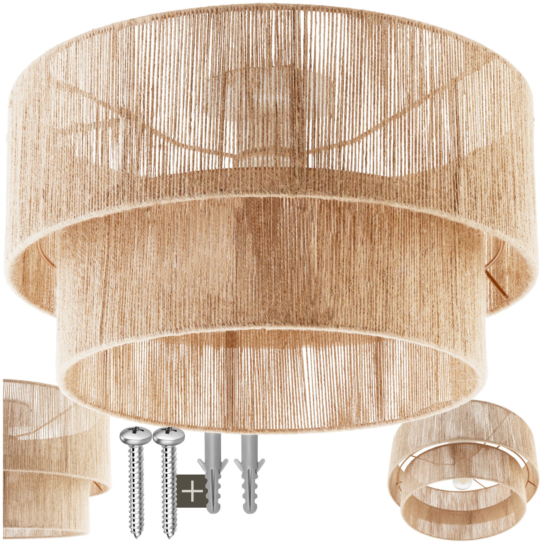 tectake Deckenleuchten Boho Jute-Lampe „Lignea Lux“ günstig online kaufen