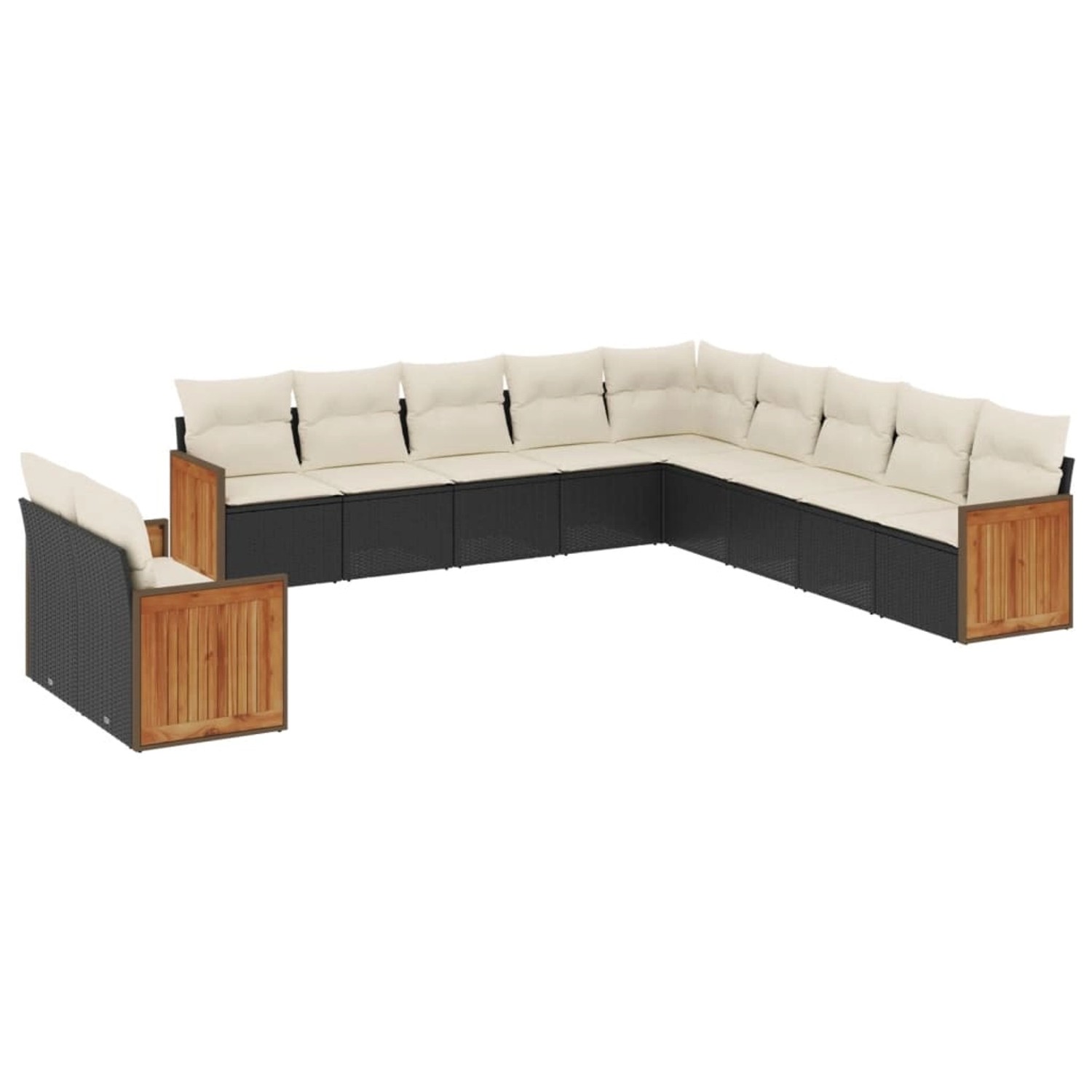 vidaXL 11-Tlg Garten-Sofagarnitur mit Kissen Schwarz Poly Rattan 3260208 günstig online kaufen