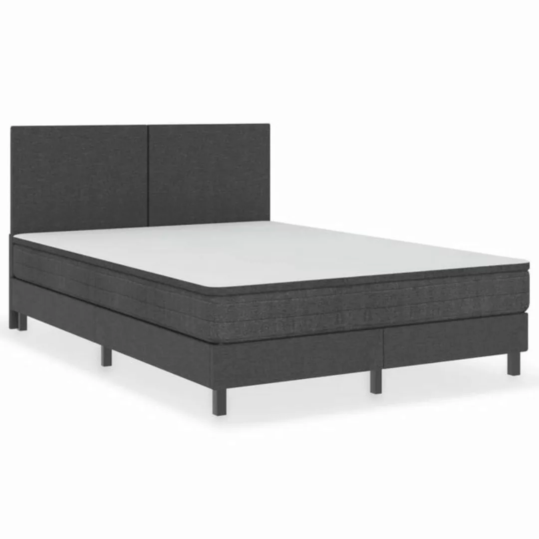 vidaXL Boxspringbett Boxspringbett Dunkelgrau Stoff 140x200 cm Bett Bettrah günstig online kaufen