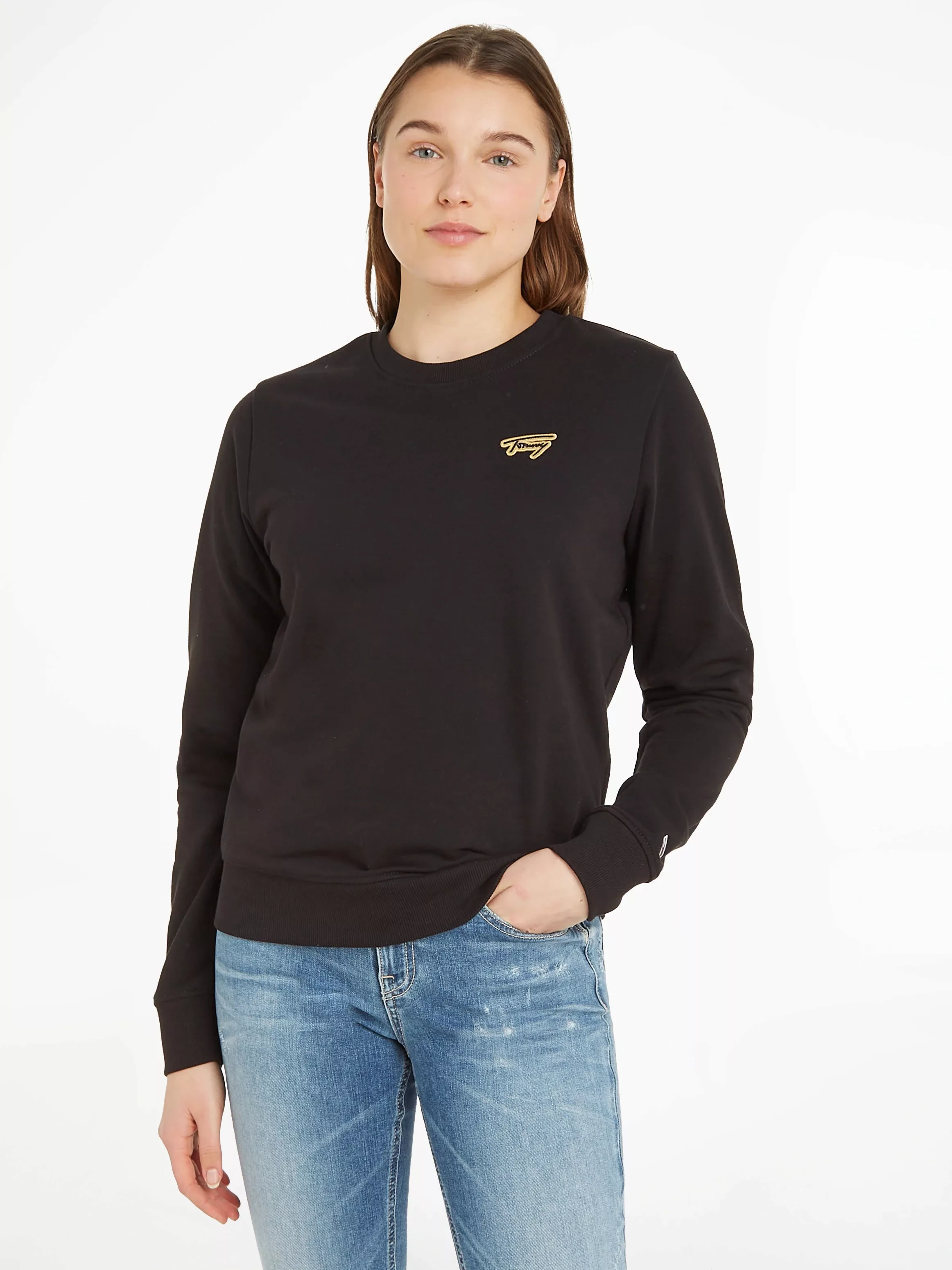 Tommy Jeans Sweatshirt TJW REG GOLD SIGNATURE CREW mit goldfarbenen Signatu günstig online kaufen