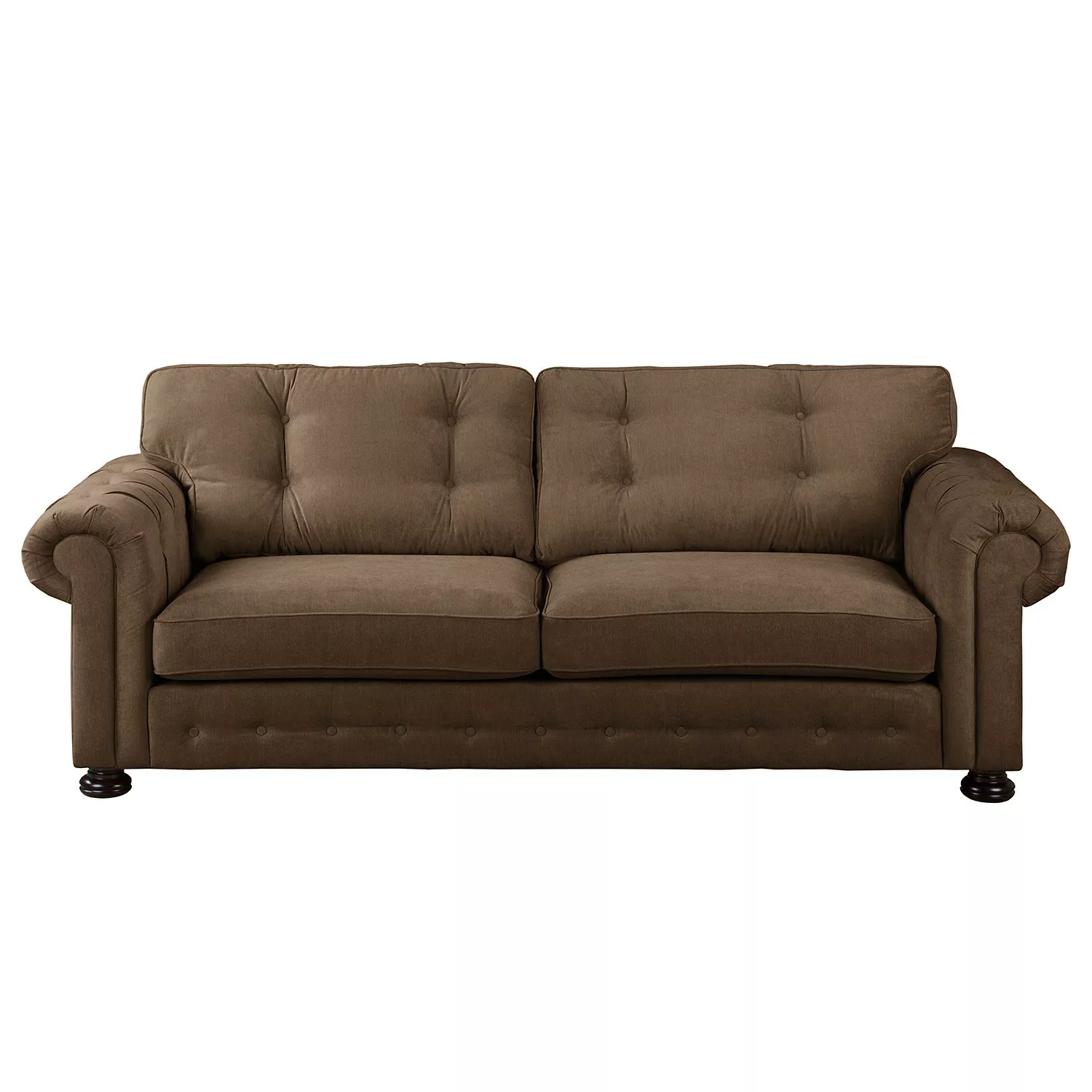 home24 Velvet Studio Sofa Marau 3-Sitzer Braun Microfaser 250x93x100 cm günstig online kaufen