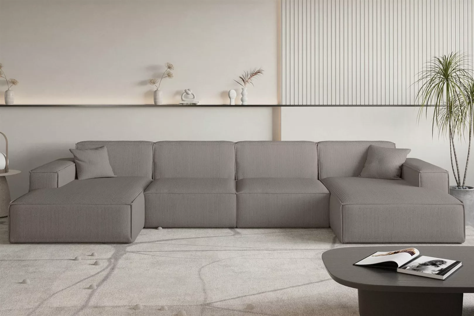 Fun Möbel Wohnlandschaft Sofa U-Form CELES PREMIUM in Stoff Scala, Breite 3 günstig online kaufen