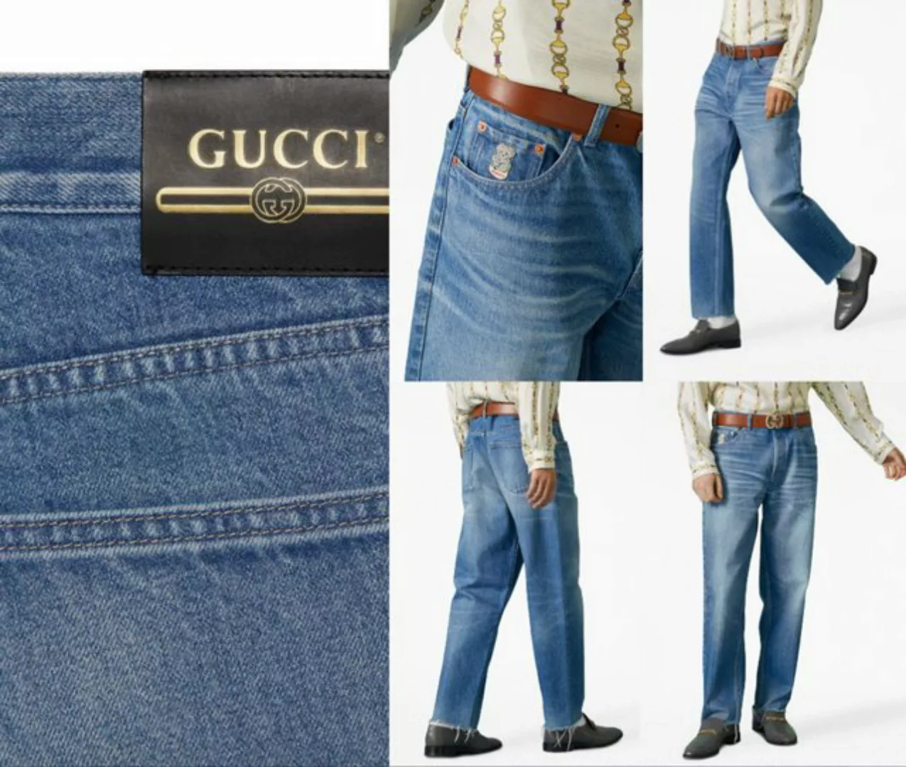 GUCCI Tapered-fit-Jeans GUCCI JEANS LOGO Koala Patch Pants Trouser Retro Ho günstig online kaufen