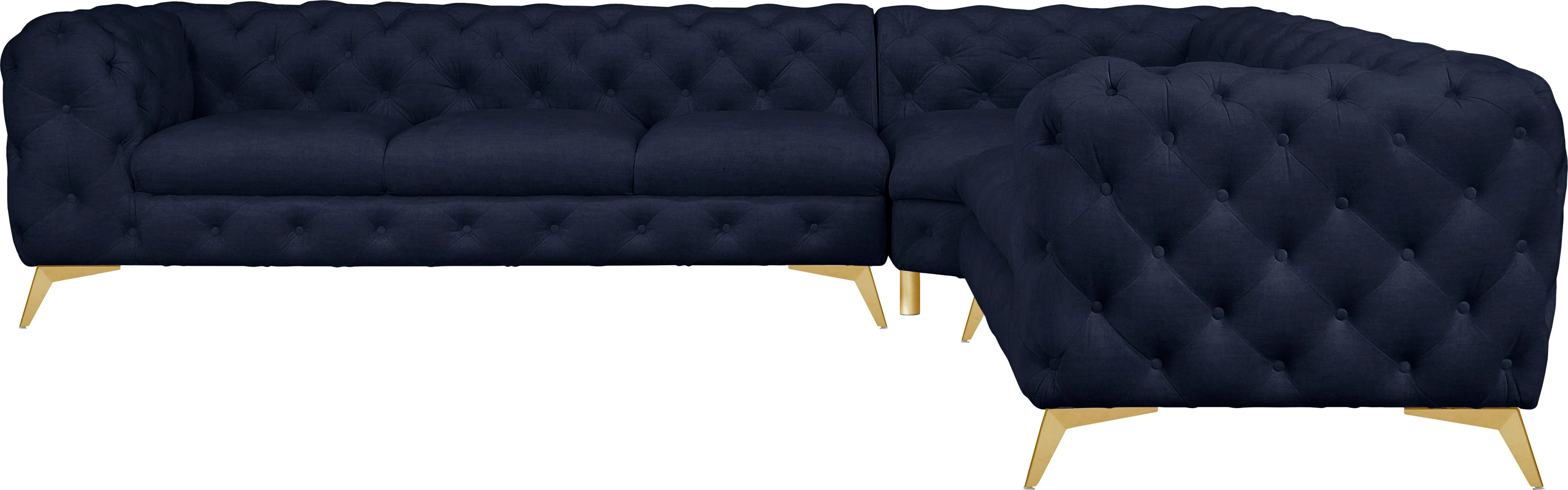 Leonique Chesterfield-Sofa "Ecksofa GLYNIS L-Form mit Wellenunterfederung, günstig online kaufen