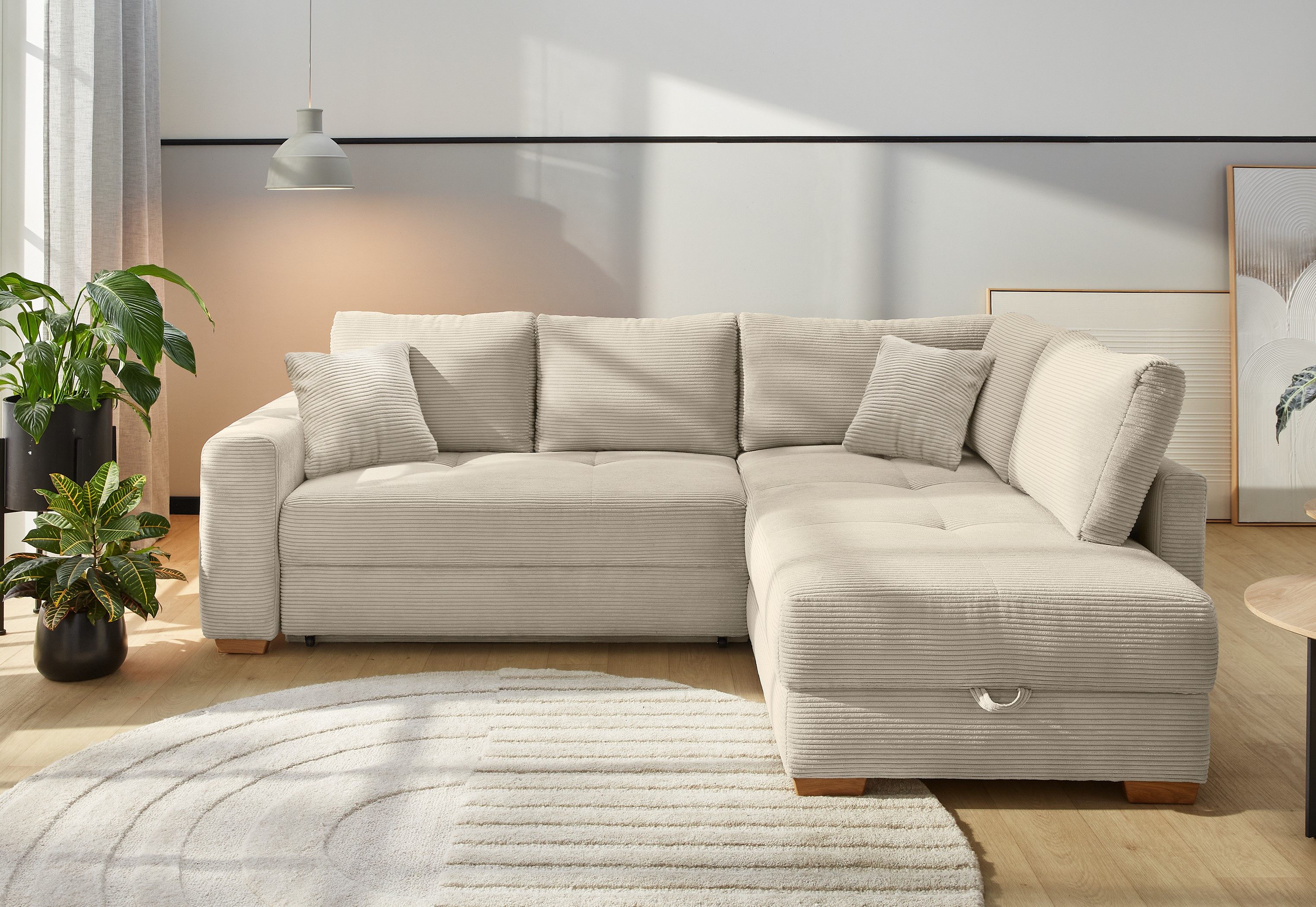 Jockenhöfer Gruppe Ecksofa "Sunset, Dauerschlafsofa mit", Tonnentaschen-Fed günstig online kaufen