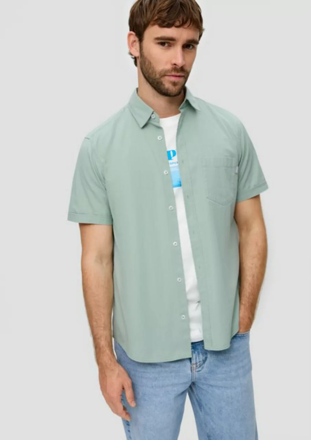 s.Oliver Kurzarmhemd Baumwollhemd mit Musterstruktur günstig online kaufen