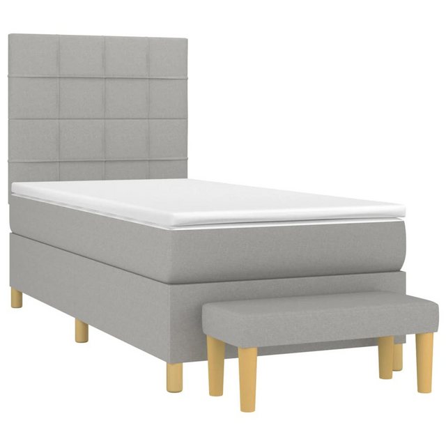 vidaXL Boxspringbett, Boxspringbett mit Matratze Grau 100x200 cm Kunstleder günstig online kaufen