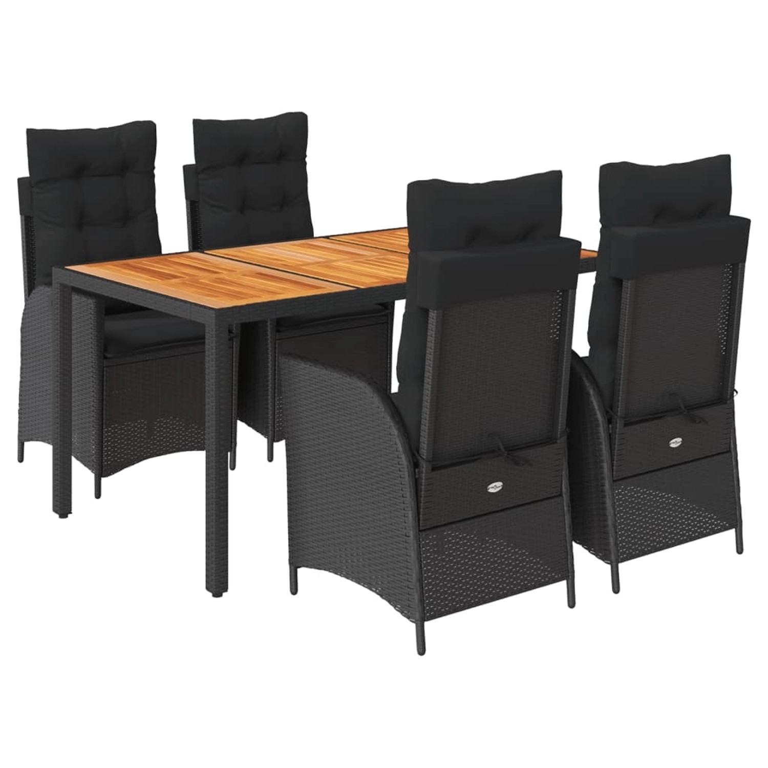 vidaXL 5-Tlg Garten-Essgruppe mit Kissen Schwarz Poly Rattan 3213097 günstig online kaufen