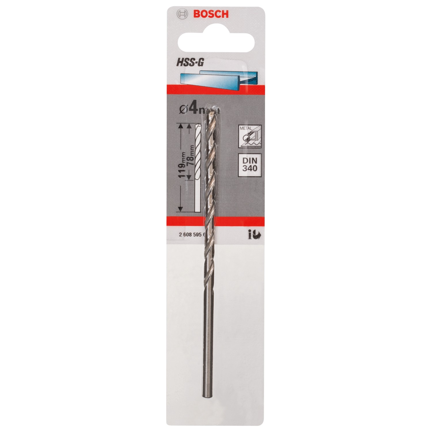 Bosch Metallbohrer HSS-G DIN 340 Ø 4 mm x 78 mm x 119 mm günstig online kaufen
