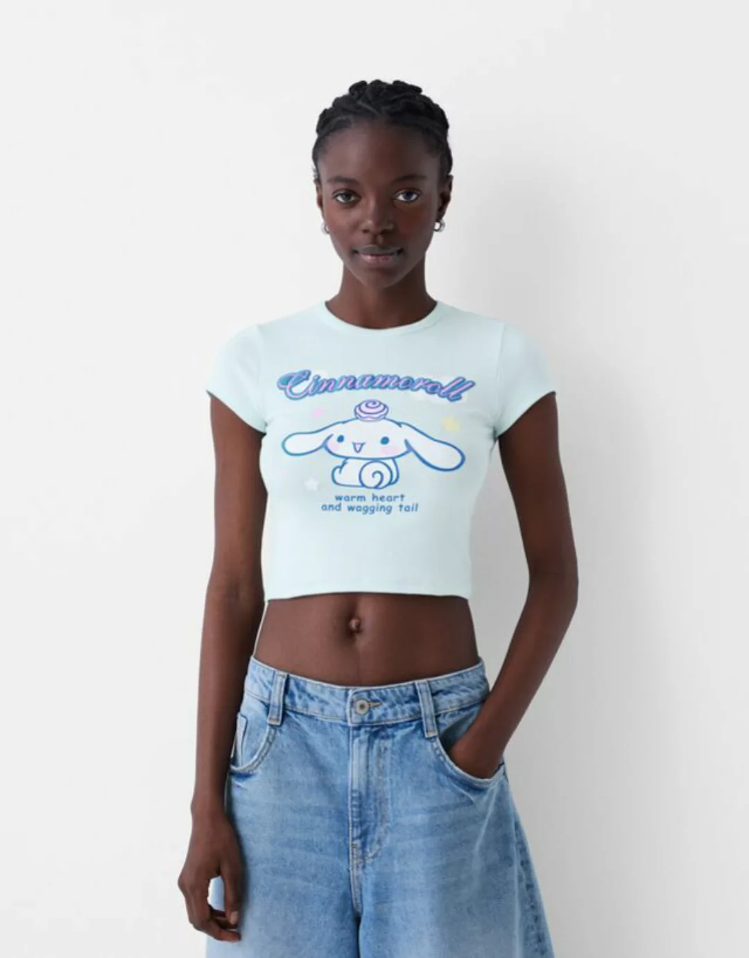 Bershka T-Shirt Cinnamoroll Mit Kurzen Ärmeln Und Print Damen Xs Hellblau günstig online kaufen