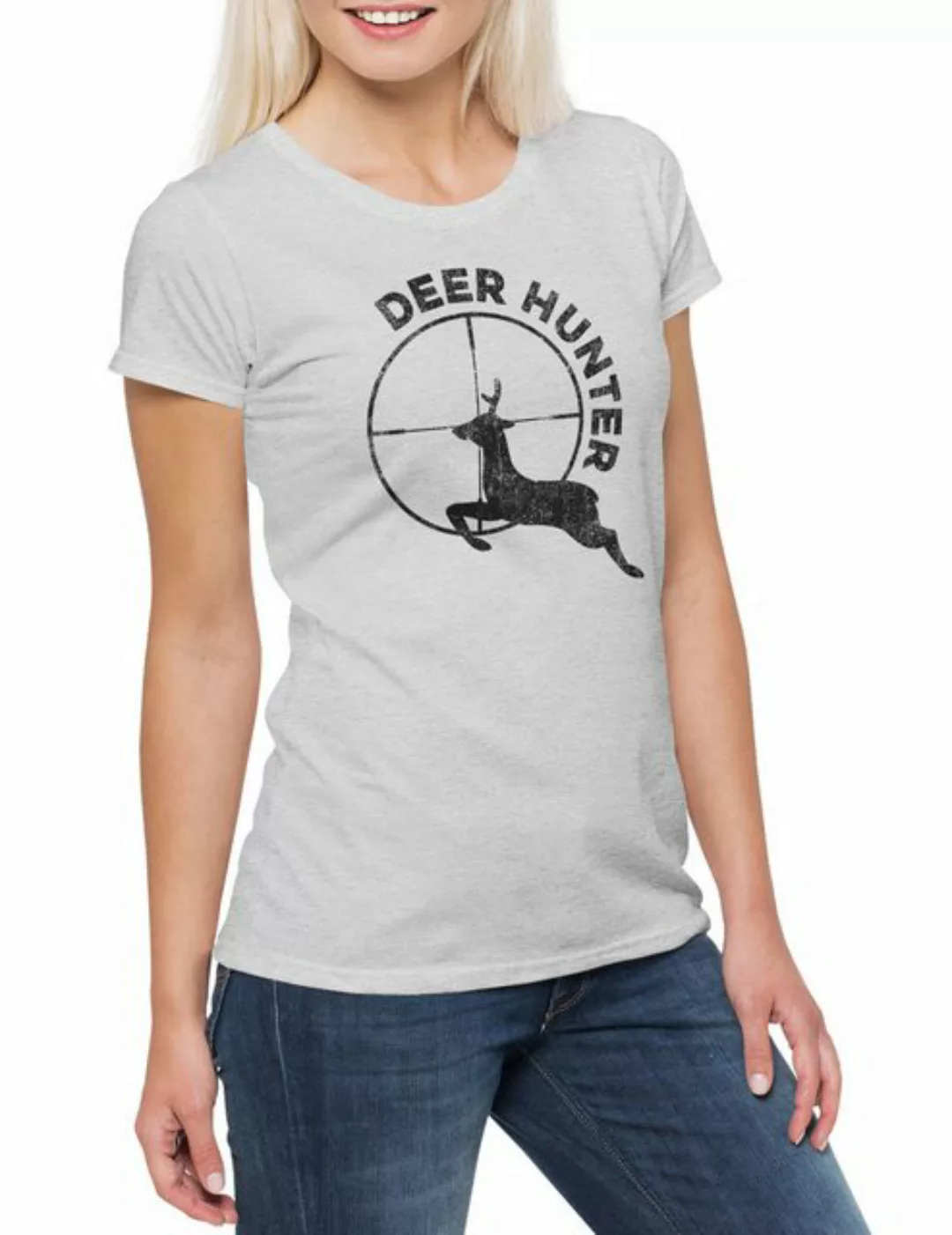 Urban Backwoods Print-Shirt Deer Hunter Damen T-Shirt Hirsch Reh Jagd Jäger günstig online kaufen