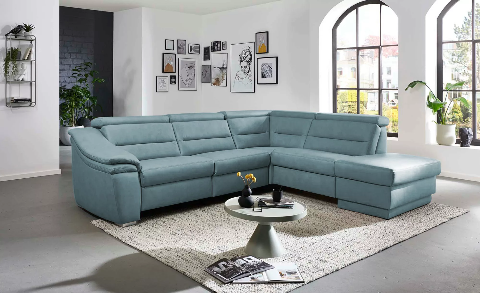 meinSofa Ecksofa   Ivonne ¦ türkis/petrol ¦ Maße (cm): B: 294 H: 84 T: 245 günstig online kaufen