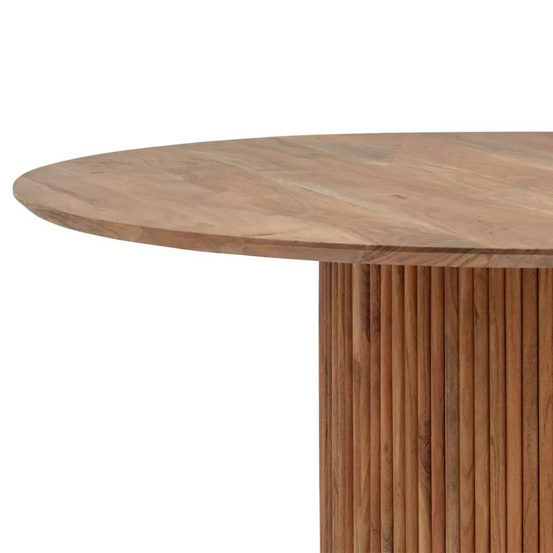 Runder Esszimmertisch aus Akazie Massivholz Säulengestell günstig online kaufen