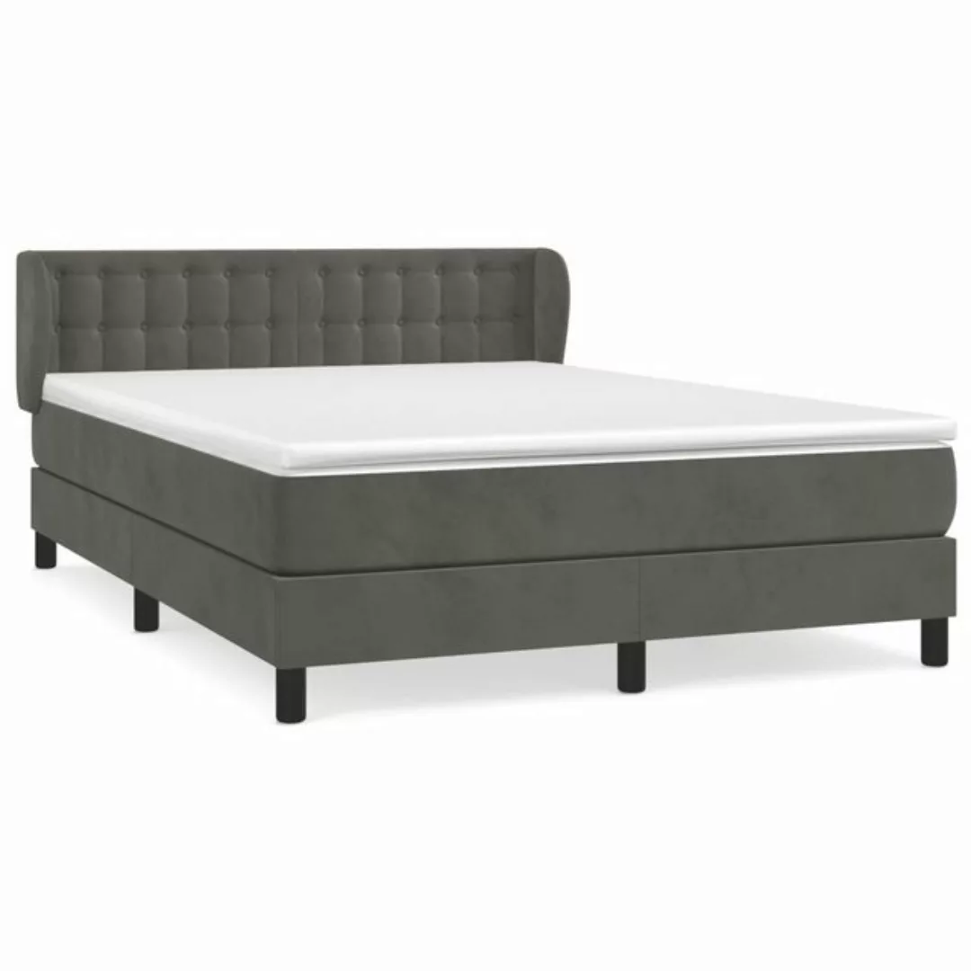 vidaXL Bettgestell Boxspringbett mit Matratze Dunkelgrau 140x190 cm Samt Be günstig online kaufen