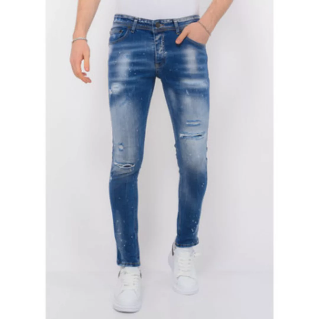Local Fanatic  Slim Fit Jeans Blue Ripped Stretch Hosen Slim günstig online kaufen