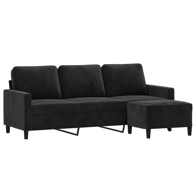 vidaXL Sofa 3-Sitzer-Sofa mit Hocker Schwarz 180 cm Samt günstig online kaufen