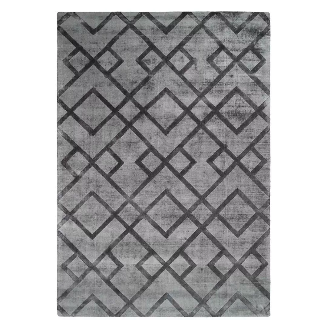 Kurzflor Teppich in Anthrazit geometrisch gemustert günstig online kaufen
