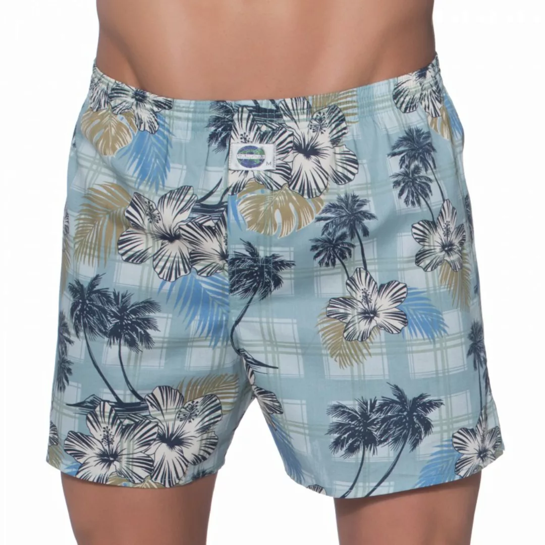 D.E.A.L International Boxershorts Blau mit Hawaii Blüten günstig online kaufen