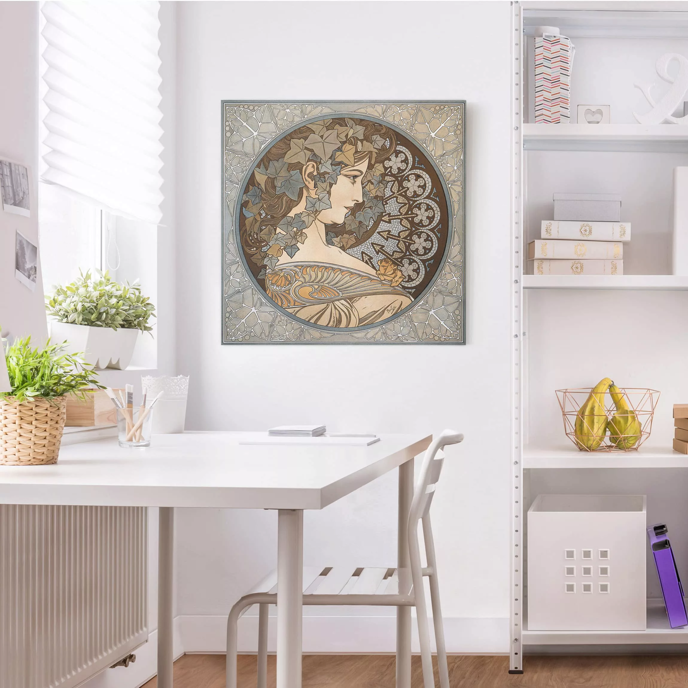 Leinwandbild Portrait - Quadrat Alfons Mucha - Synthia günstig online kaufen